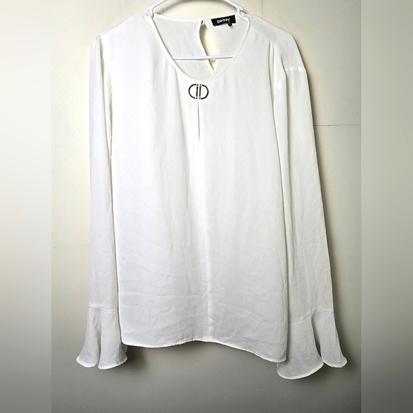 Women's DKNY Bell Sleeve Chiffon Blouse, Size Large - Picture 1 of 3